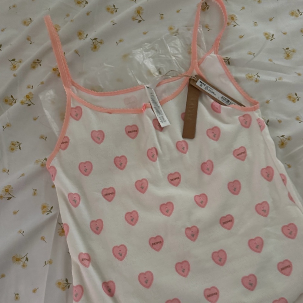 SKIMS POINTELLE TANK Snow Lace Hearts